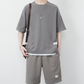 Men's Waffle T-shirt Shorts Set