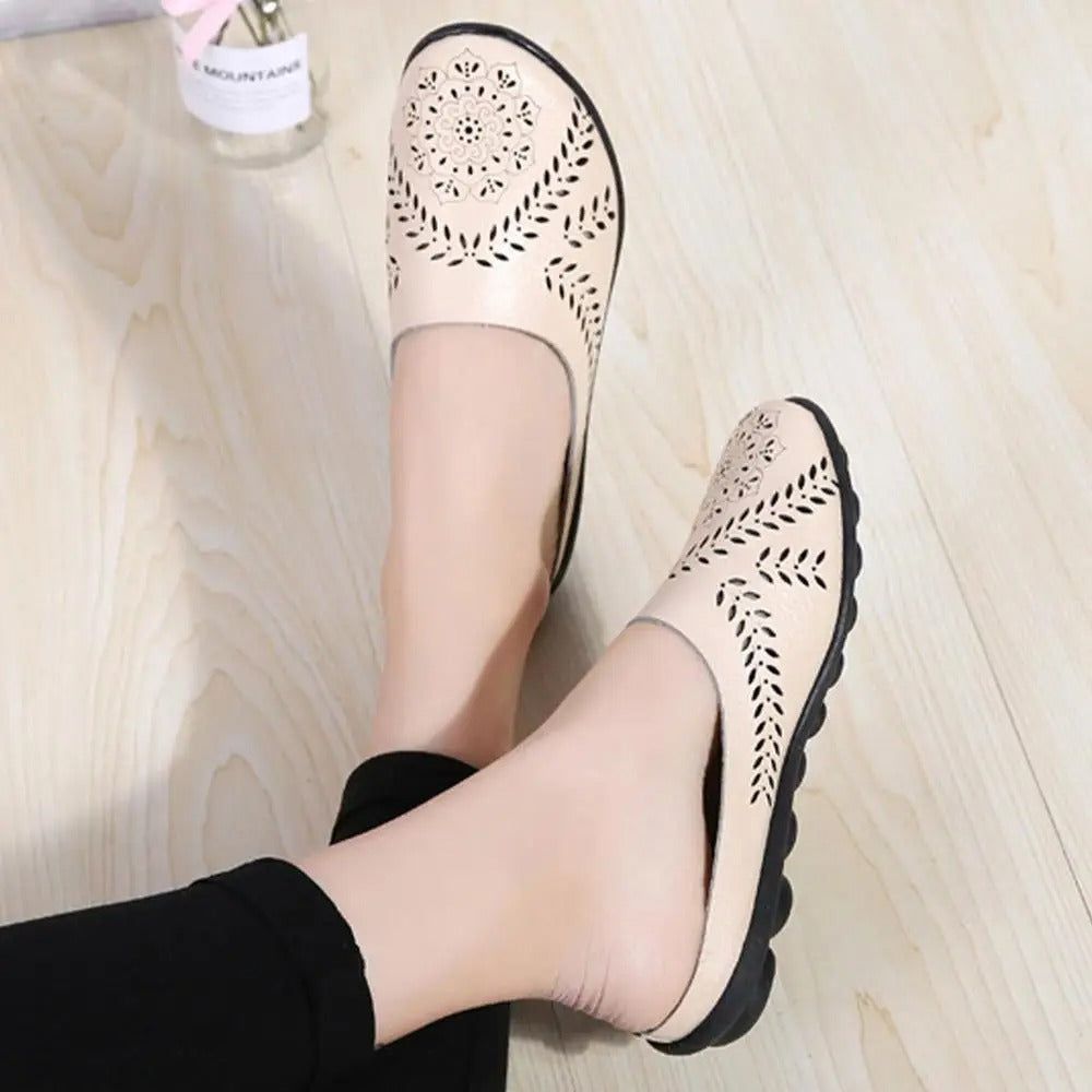 Women's Hollow Leather Flats