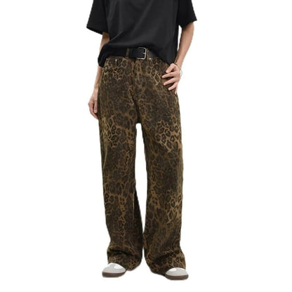 Women's Leopard Print Denim Pants